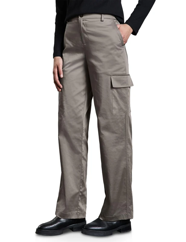 Street One Women's A378527 Straight Leg Cargo Trousers, Ashen Maple Beige, 44W x 32L
