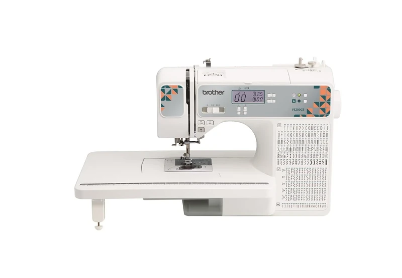 Brother FS200CE Sewing Machine, 200 stitches, 2 lettering, Wides Table, Hard Case, White
