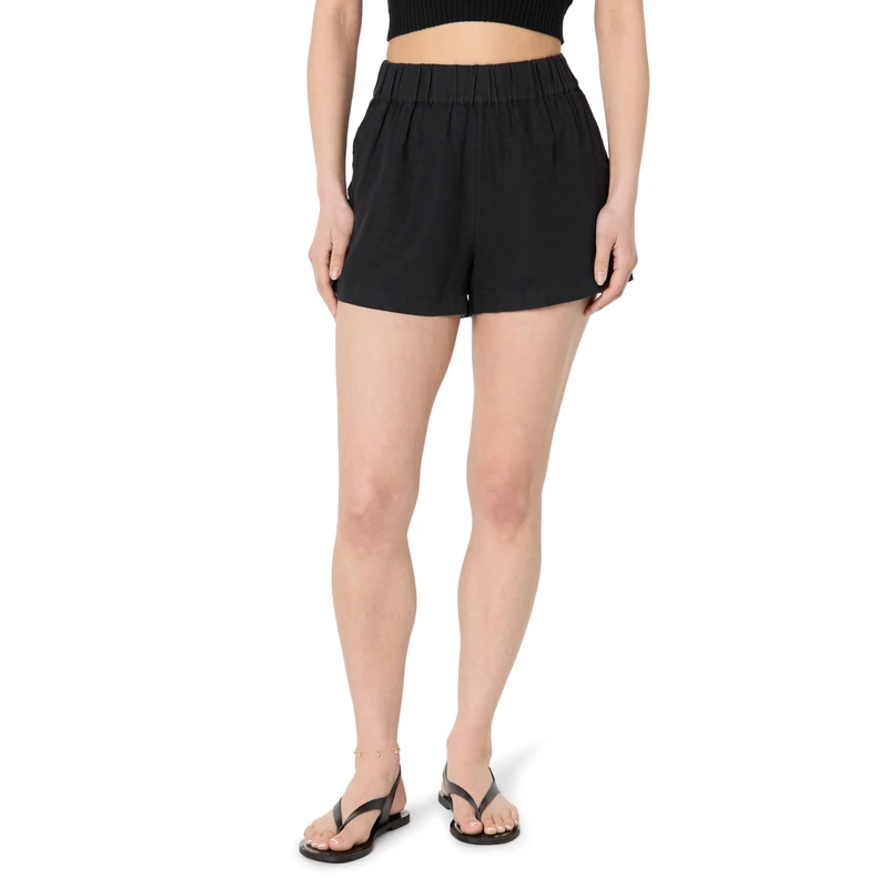 The Drop Women’s Essie Linen Pull On Mini Short, Black, M - Image 1