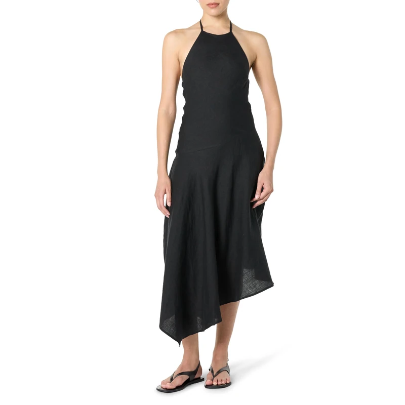 The Drop Women’s Ciga Halter Linen Maxi Dress, Black, L