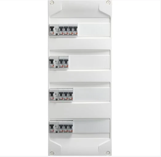 DEBFLEX - Pre-equipped electrical box - 4 rows - 4 differential switches (3 x 40A type AC + 63A type A) + 12 circuit breakers (10/16/20/32A) - Projection installation