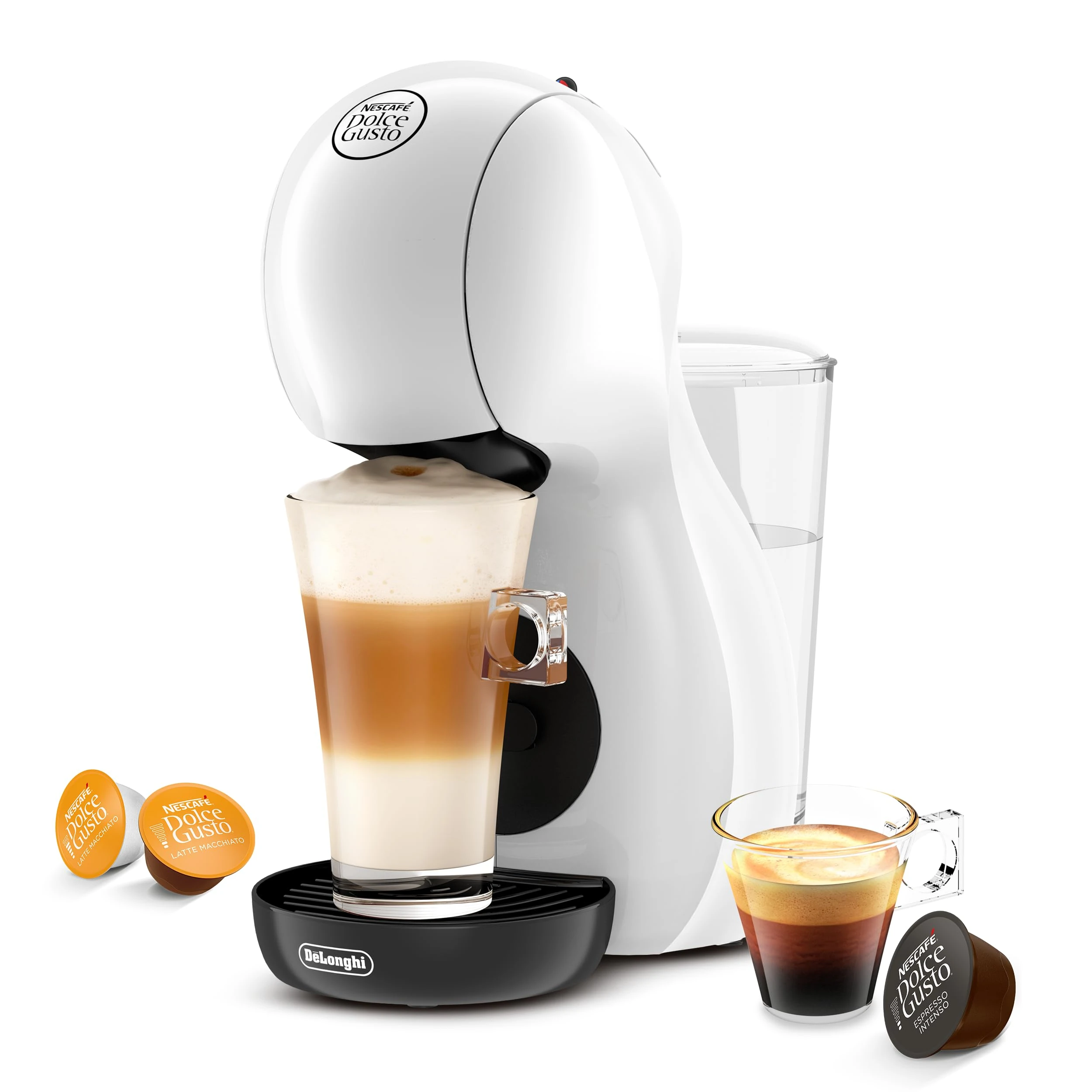 NESCAFÉ DOLCE GUSTO De'Longhi Piccolo XS Pod Capsule Coffee Machine, Espresso, Cappuccino and more, EDG210.WB, 0.8 litres, White and Black