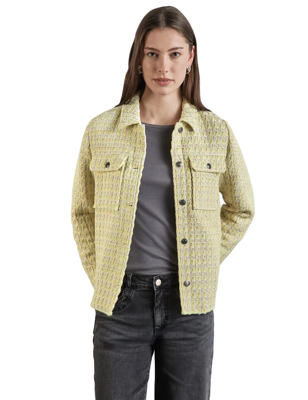 Street One Women's A212415 Boucle Jacket, Mellow Yellow, 18