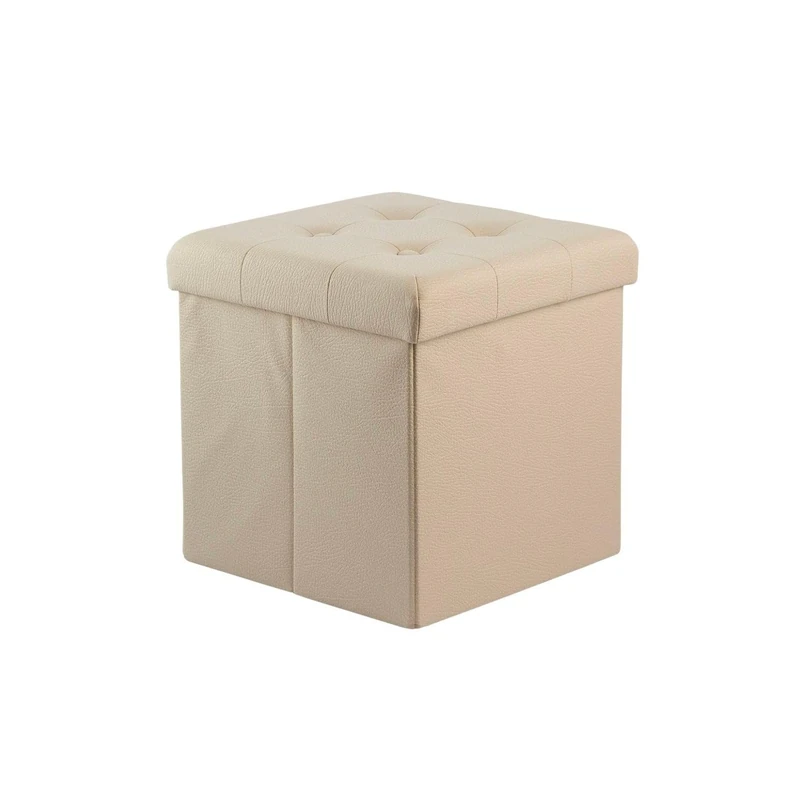 Avilia Ivory Footrest and Storage Box 40 x 40 cm - Elegant, Space-Saving and Versatile for Objects and Relaxation - Image 1