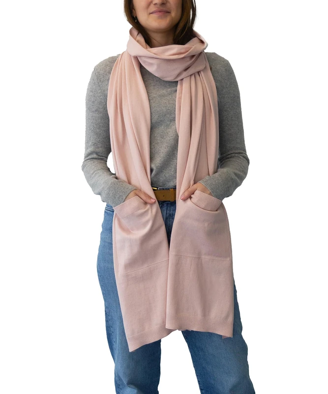 NAADAM Soft Cotton Cashmere Wrap Scarf with Pockets, Sepia Rose, OS Missy, Sepia Rose, One Size - Image 1
