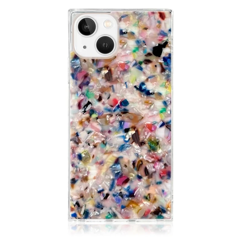 FLAUNT Official Square Protective Case - Compatible with iPhone 15 - Wireless Charging - Stylish Drop Tested Shockproof Phone Case - (Rainbow Confetti Tortoise Shell)
