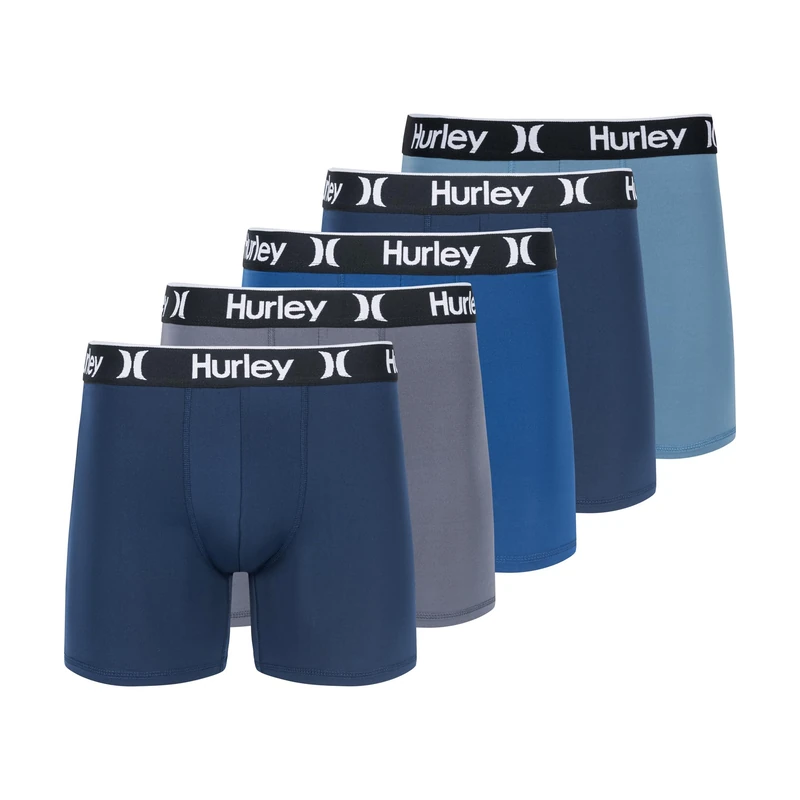 Hurley Men's 5 Pack Stretch Boxer Briefs, Obsidian Combo, M