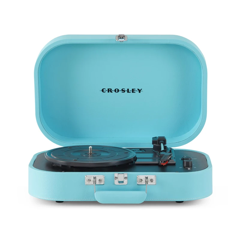 Crosley Discovery Portable Turntable - Bluetooth Record Player, 3-Speed Suitcase Vinyl Player, Home Turntables for Vinyl Records, Built in Stereo Speakers & Bluetooth Receiver, AUX Input, Turquoise