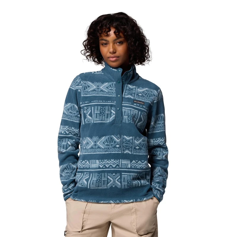 Columbia Women's Benton Springs Printed 1/2 Snap, Fleece Pull Over, Everblue Deschutes Days, XL