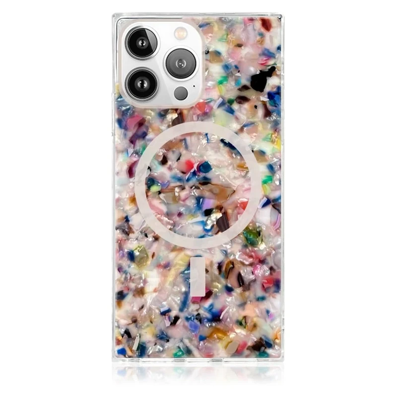 FLAUNT Square Protective Case - Compatible with iPhone 14 Pro - Compatible with MagSafe & Wireless Charging - Drop-Tested & Shockproof The Official Square Phone Case (Rainbow Confetti Tortoise Shell)