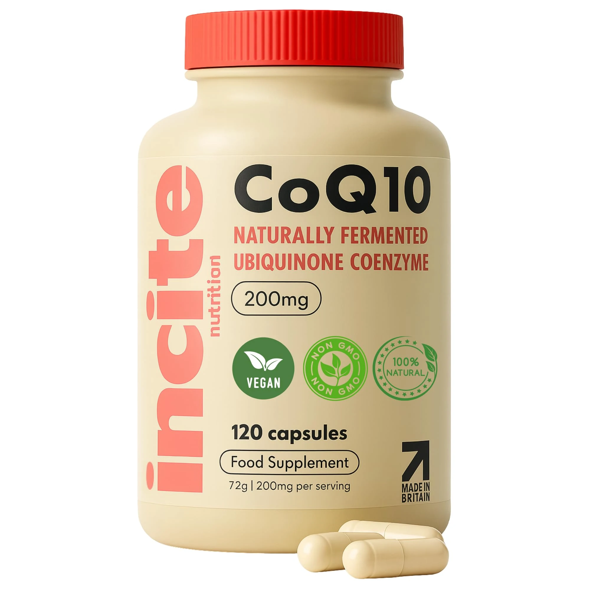 Premium CoQ10 Ubiquinone 200mg - Coenzyme Q10-120 Vegan Capsules - Naturally Fermented High Absorption - Heart, Energy & Fertility Support - Made in UK - Non-GMO - GMP Quality