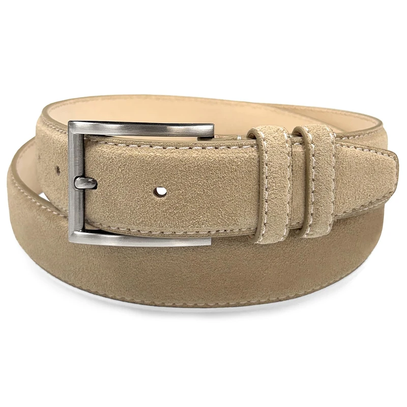 Men's Belt Suede Full Leather Belt Casual Dress Leather Belt 1-3/8"(35mm) Wide, Multi-Style Options, A0-taupe, 38