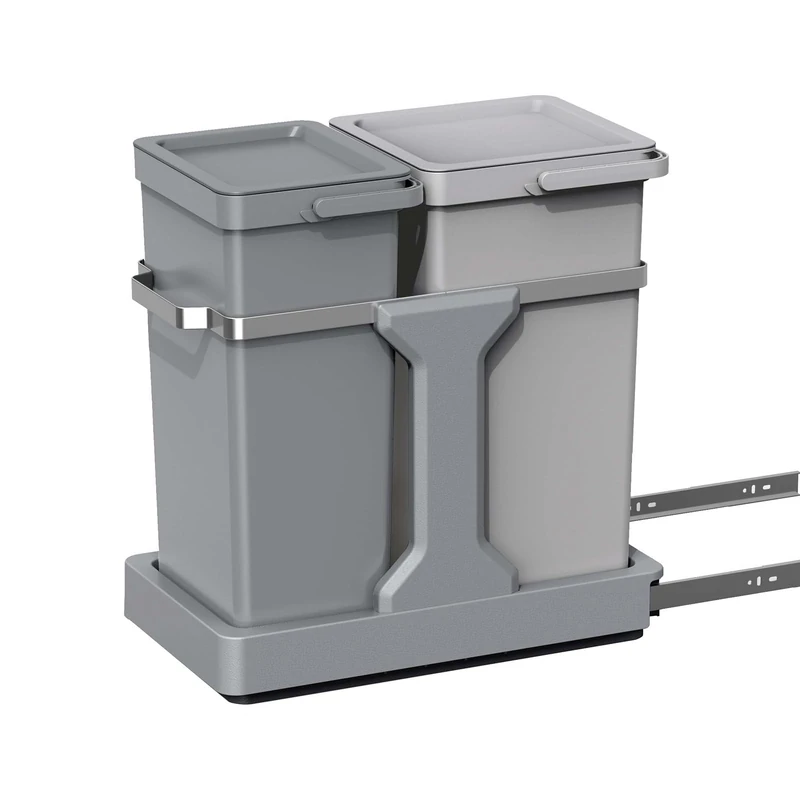 EKO | Recyclable Kitchen Waste Bin Removable Under Sink 20L and 15L with 2 Compartments | Trash Can with Soft Close, Handle and Ring Holder Bag | Compact Design and Easy to Clean - Image 1