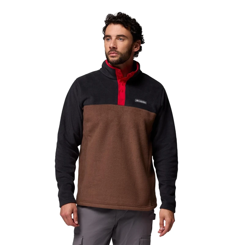 Columbia Men's Steens Mountain Half Snap 2, Fleece Pull Over, Tobacco/Black/Mtn Red, XL