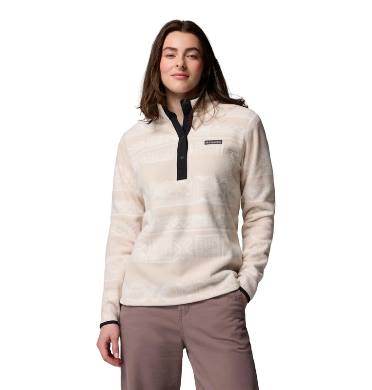 Columbia Women's Benton Springs Printed 1/2 Snap, Fleece Pull Over, Dark Stone Deschutes Days, Large