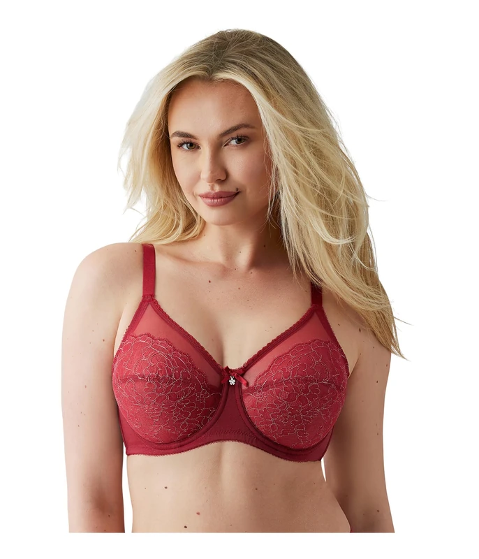Wacoal Women's Retro Chic Full Figure Seamed Unlined Underwire Bra, Regina Red, 38D