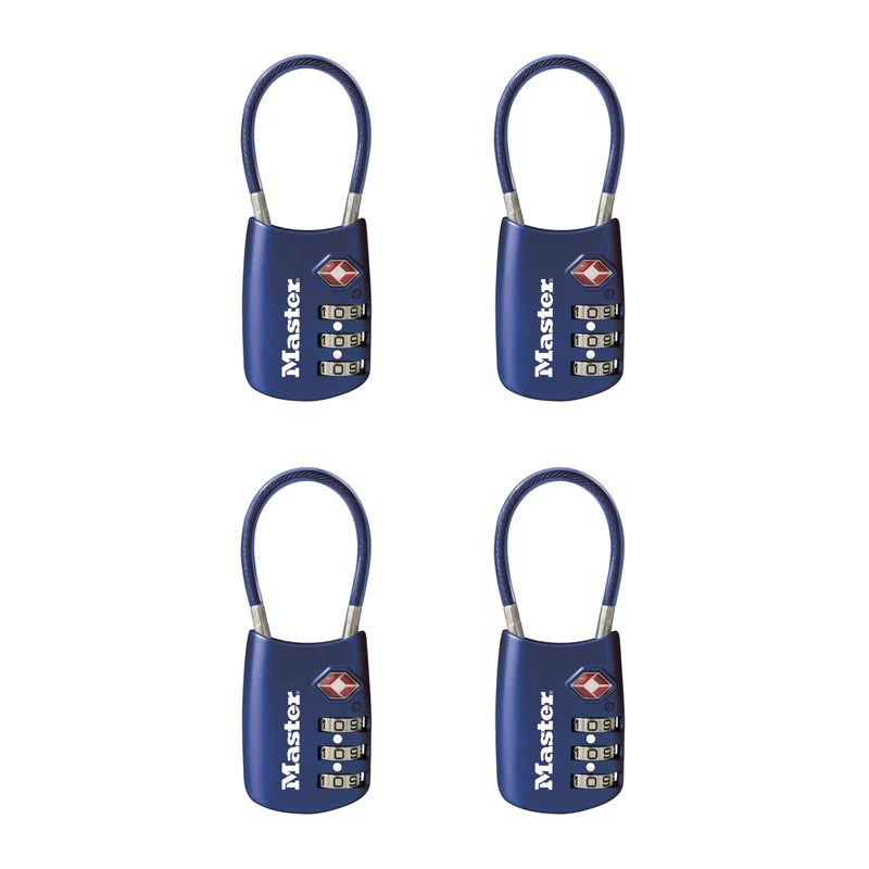 Master Lock Blue Set Your Own Combination TSA Approved Luggage Lock, Travel Zipper Padlock is Perfect for Suitcases, Bags, or Backpacks, 4 Pack, 4688BLUEC4