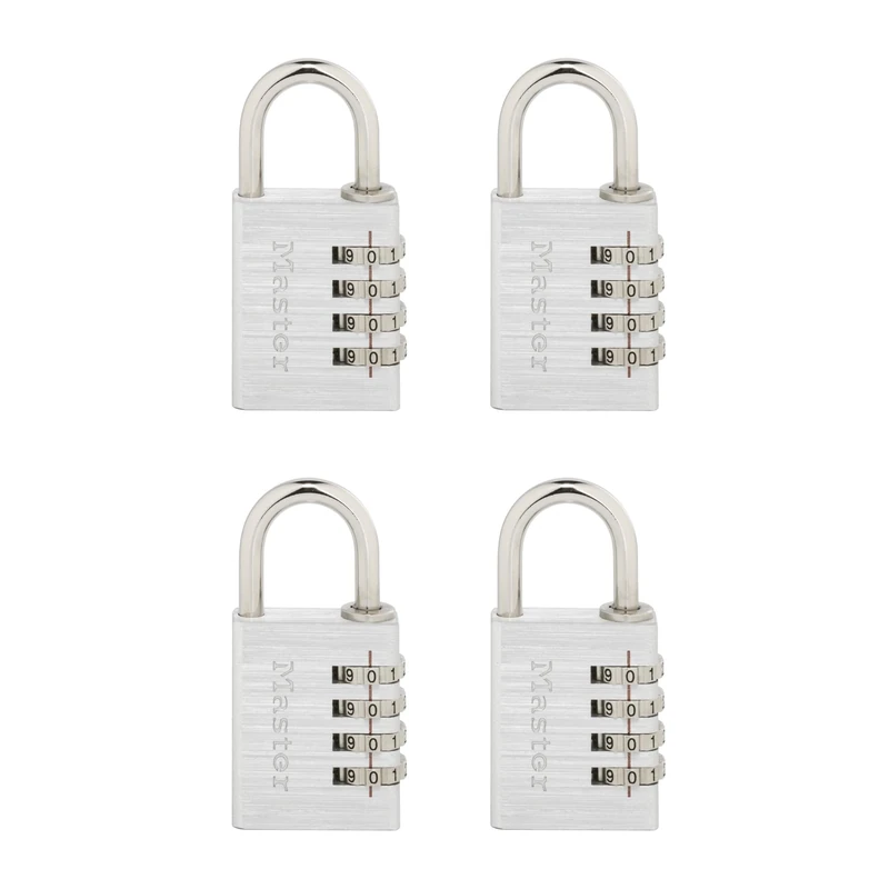 Master Lock Set Your Own Combination Padlock, 4 Pack, Silver 643EC4