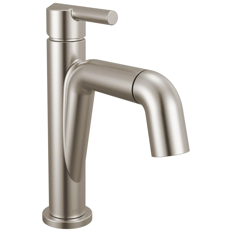 Delta Faucet Nicoli Pull-Down Single Hole Bathroom Faucet, Brushed Nickel Bathroom Sink Faucet, Bathroom Faucet with Pull Out Sprayer, Single Handle Bathroom Faucet, Stainless 15849LF-SSPD