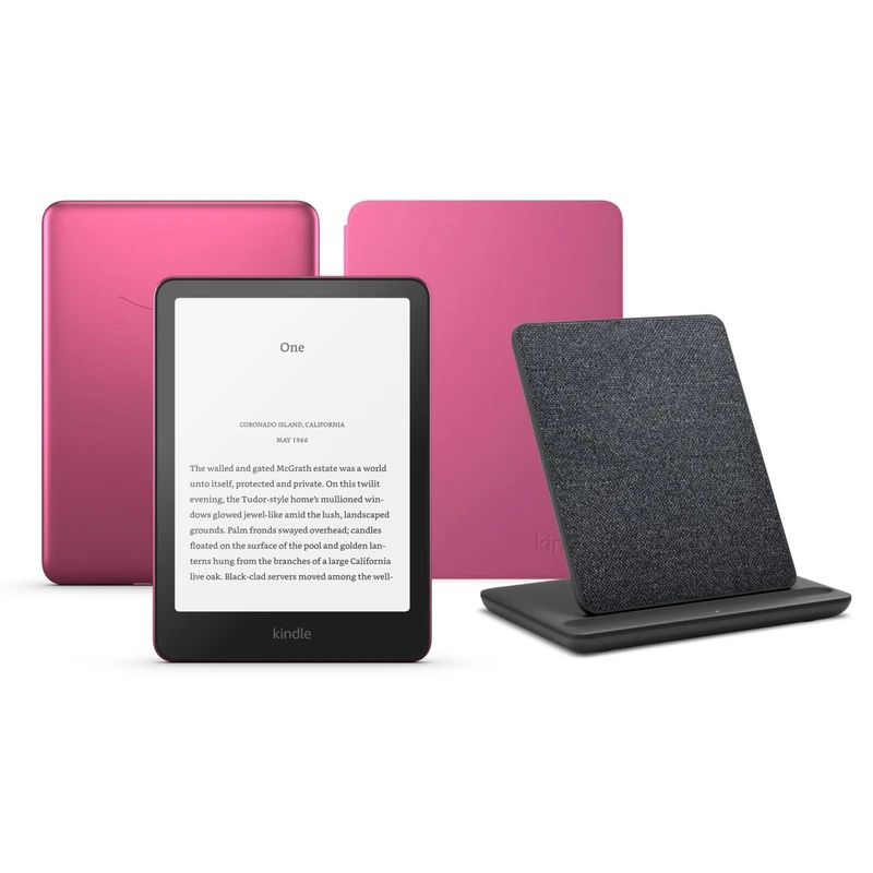 Kindle Paperwhite Signature Edition (2024 Release) 32 GB without ads, an Amazon Plant based Cover and a Made for Amazon Wireless Charging Dock