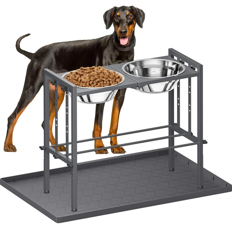 Elevated Dog Bowls for Large Dogs - Metal Raised Dog Bowls for Large Dogs with 3 Adjustable Heights, Perfect Sturdy Stand for Large and Extra Large Dogs