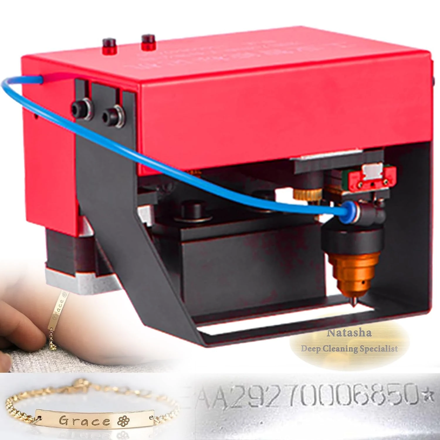 Qiang Industrial Pneumatic Dot Peen Marking Machine,Metal Label Engraving Marking Printer Depth 0.01-1mm for Logo Tag Metal Plate Serial Numbers,VIN Code,Chassis Number,TypeMRange:100 * 20MM