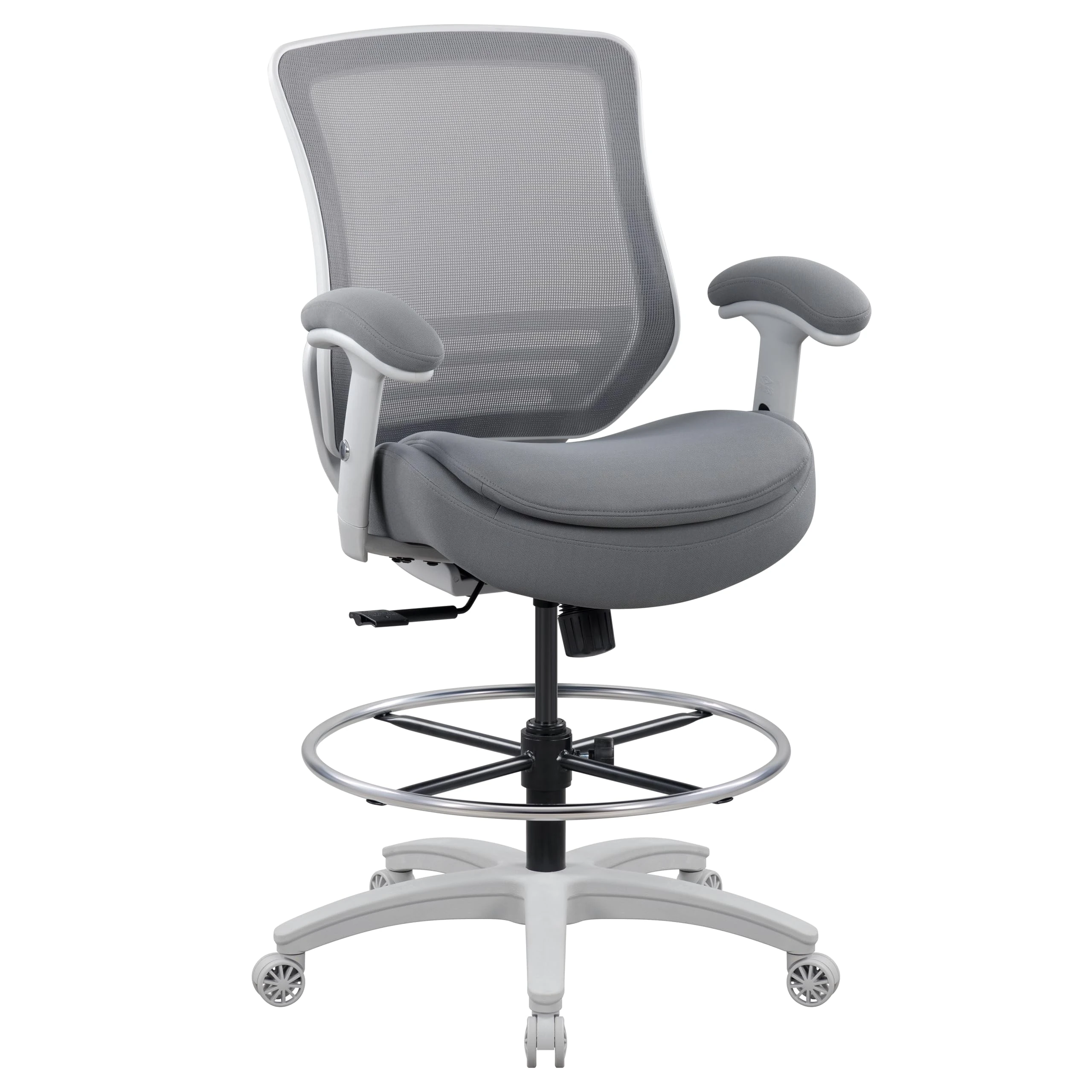BOLISS Ergonomic Medium Back Mesh Office Chair 180kg Large Adjustable Foot Ring Height Adjustable Armrest (Grey)
