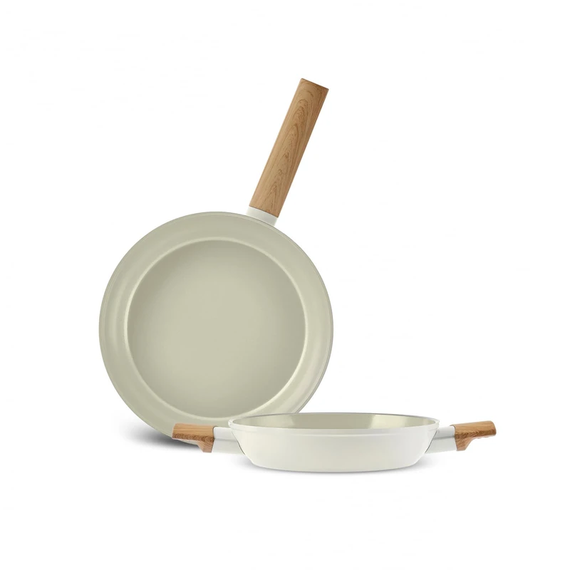 Karaca Swiss Crystal Almond 2-Piece Non-Stick Induction Pan Set, Cream