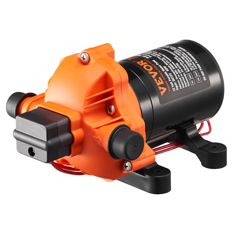 VEVOR 12V Diaphragm Pump 6.81L/min 3 Chamber DC Water Pump with Automatic Pressure Switch 40-100PSI Adjustable 60PSI 1/2" MNPT Connector for RV Yacht Food Truck Camper Marine - Image 1
