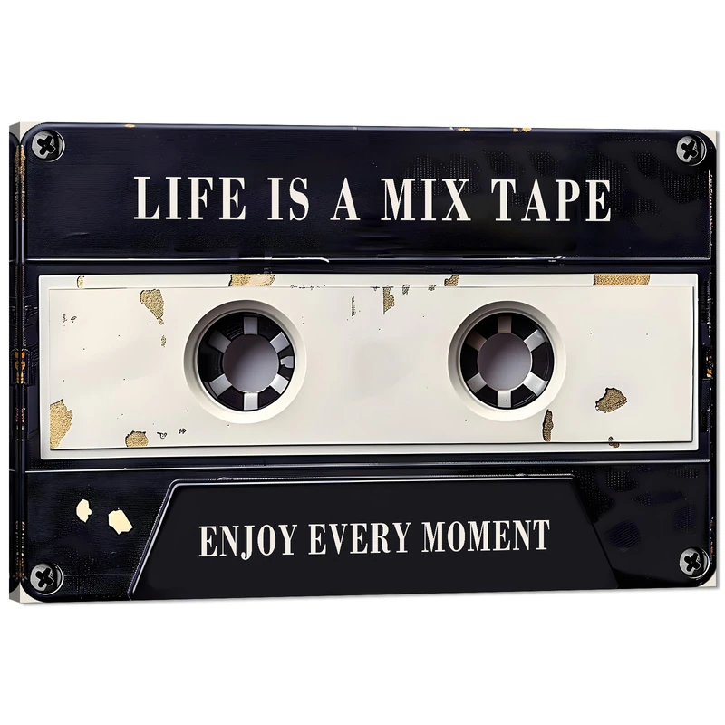 Novatique Inspirational Office Canvas Wall Art Cassette Tape Wall Art Entrepreneur Quote Wall Painting Vintage Music Art Cassette Tape Print Decor for Living Room Bedroom,24 x 36inch