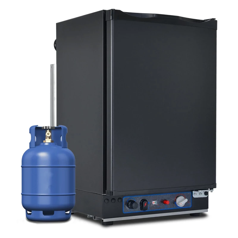 Techomey 3 Way Fridge Camping, Silent Gas Fridge with Reversible Door for Campervan, Motorhome, Caravan, RV, Home, Propane 12V 240V, Silent, 40L