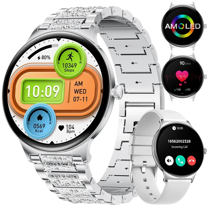 LIGE Smart Watches for Women with Female Health, 1.43'' Touch Display Fitness Tracker Watch with Call Function /Spo2/Heart Rate/Calories, IP68 Waterproof Sport Watch, Android iOS Step Counter Watches