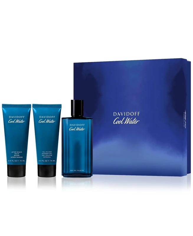 Cool Water by Davidoff for Men - 3 Pc Gift Set 4.2oz EDT Spray, 2.5oz Shower Gel, 2.5oz After Shave Balm