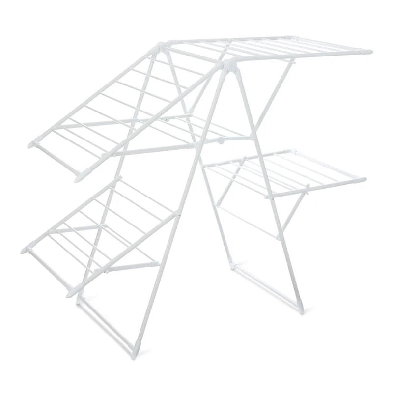Amazon Basics Foldable 4-Wing Metal Clothes Drying Rack, 155 x 60 x 126 cm, White
