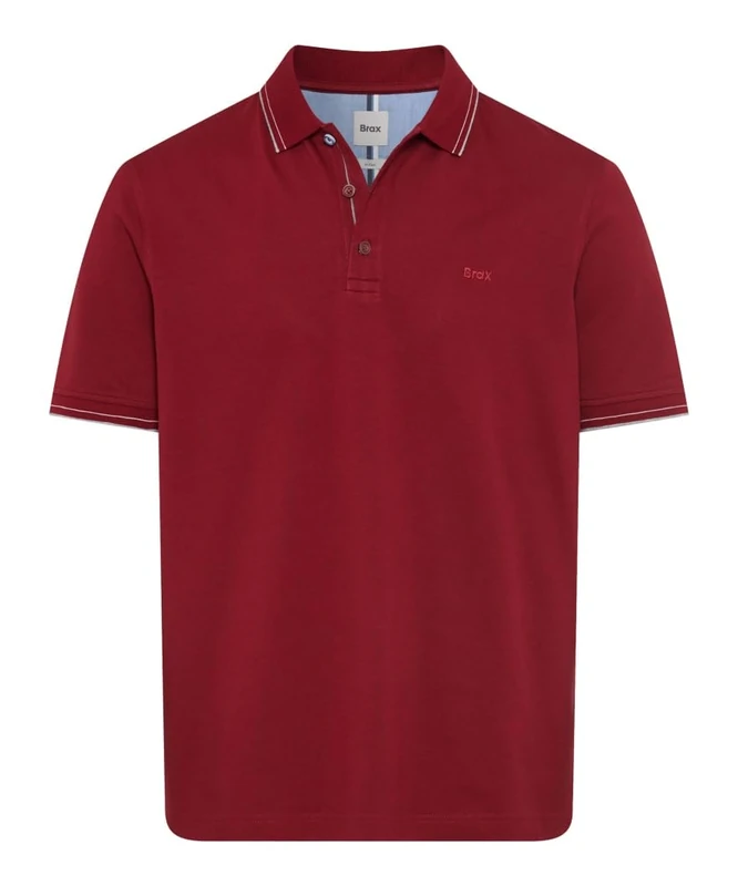 BRAX Men's Style Pete Hi-Flex Pique Pima Cotton Polo Shirt, 42 Red Wine, XS
