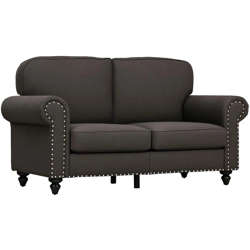 HOMCOM 2 Seater Sofa, Channel Tufted Modern Fabric Couch, Comfy Upholstered Small Sofa Loveseat with Spring Cushion, Back Pillow, for Living Room, Bedroom, Office, Light Grey