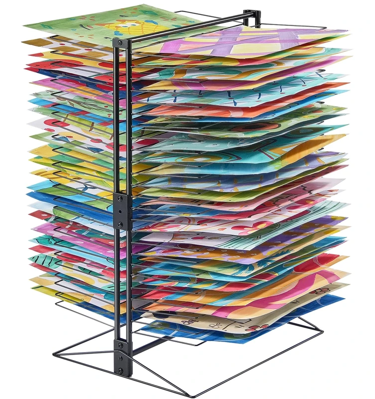 VEVOR Art Drying Rack, 50 Removable Shelves 20 x 17 x 30 inch Paint Drying Rack with Stable Base, Carbon Steel Metal Painting Drying Rack for Artwork in Classroom, Art Studios and Schools, Black