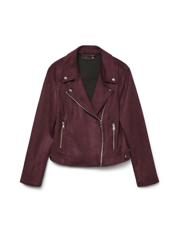 VERO MODA Women's Vmjose Short Faux Suede Jacket Noos Jacket, Winetasting, L
