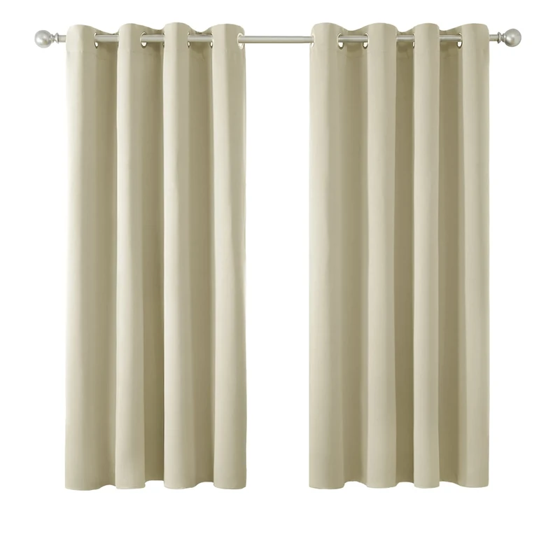 Deconovo Thermal Blackout Curtains, Energy Saving Eyelet Curtains for Bedroom, W55 x L63,Beige,2 Panels