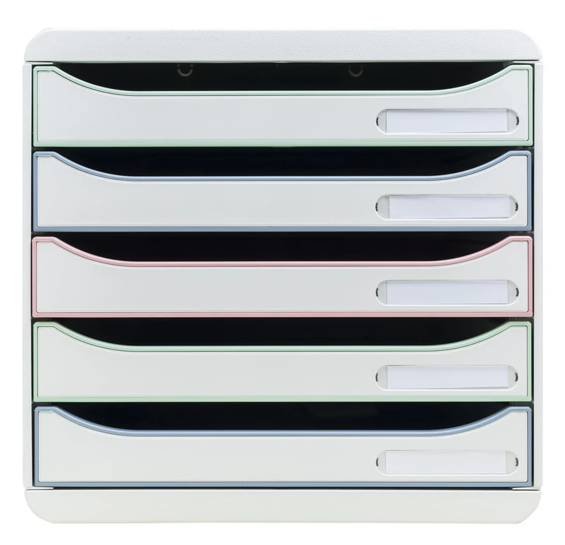 Exacompta - Ref 309303D - BIG BOX PLUS Autentik - 5 drawer cabinet for A4+ documents - External dimensions: Depth 34.7 x Width 27.8 x Height 27.2 cm - Assorted