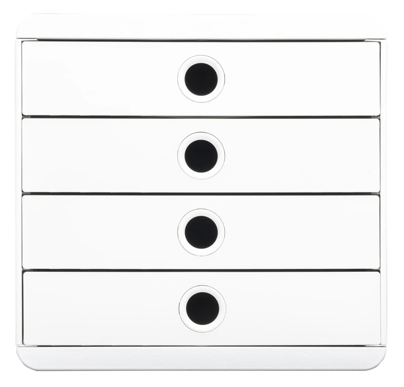 Exacompta - Ref. 314313D - POP-Box Authentics - Pedestal with 4 Drawers for A4+ documents - Outer Dimensions: Depth 34.7 x Width 27.8 x Height 26.6 cm - White