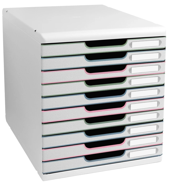 Exacompta - Ref 302303D - MODULO A4 Autentik - Filing Module with 10 Closed Drawers for A4+ documents - External Dimensions: Depth 35 x Width 28.8 x Height 32 cm - Assorted