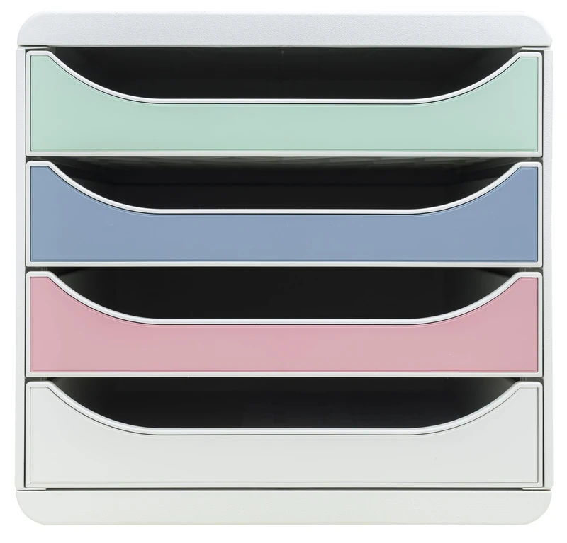 Exacompta - Ref 310303D - BIG BOX Autentik - 4 drawer cabinet for A4+ documents - External dimensions: Depth 34.7 x Width 27.8 x Height 26.7 cm - Assorted