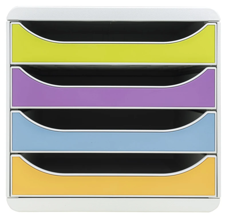 Exacompta - Ref 310909D - BIG BOX Pop N'Co - 4 drawer box for A4+ documents - External dimensions: Depth 34.7 x Width 27.8 x Height 26.7 cm - Assorted