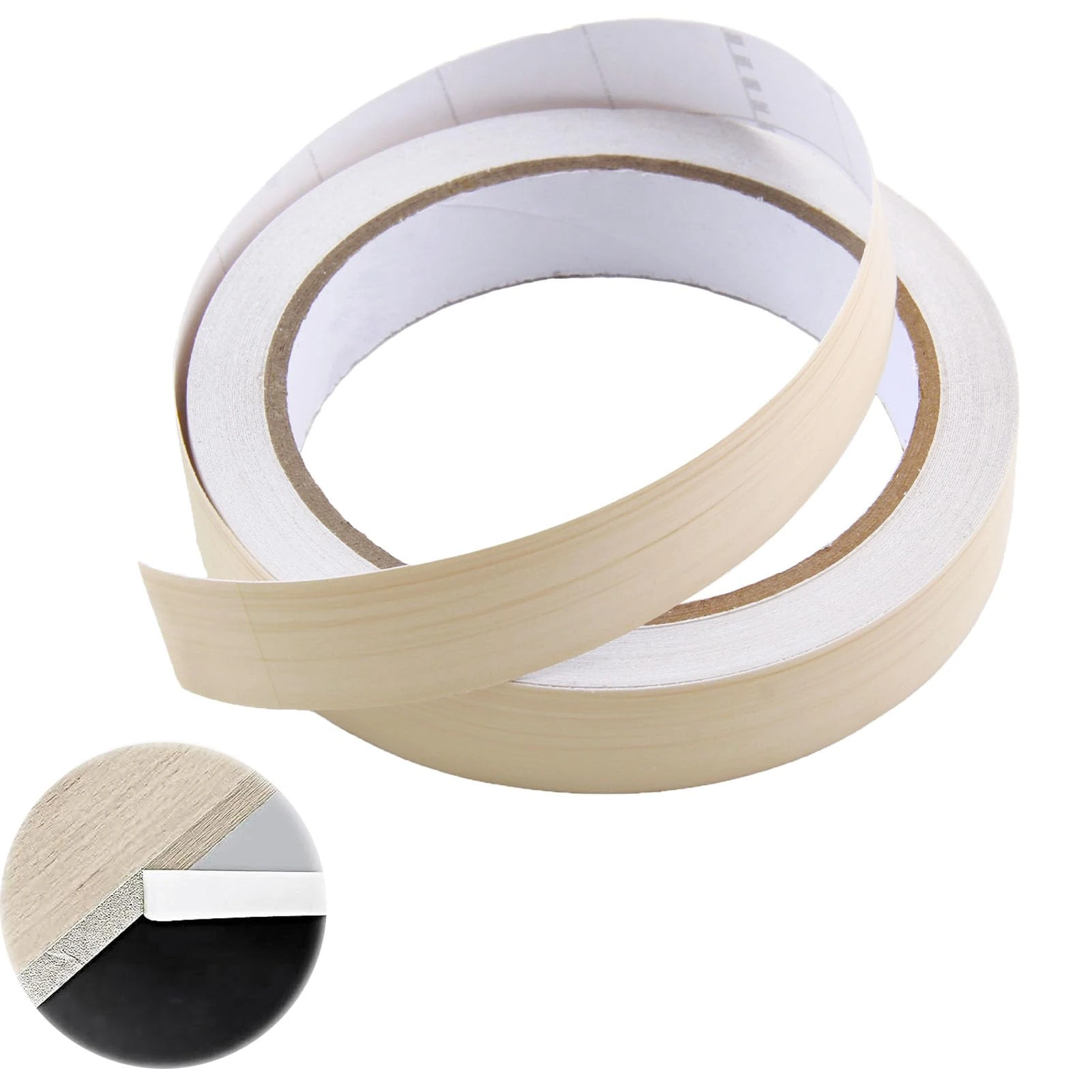 Melamine Edge Banding, 18mm X 10m Wood Self-Adhesive Furniture Edging Strip Peel and Stick Edging Tape Without Ironing Pre-Glued Veneer Tape For Furniture Restoration, Cabinet Repair