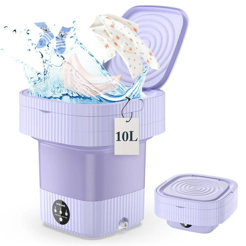 Portable Washing Machines, 10L Mini Washing Machine Foldable Washing Machine Ultrasonic Turbine Mini Washer, Small Wash Machine for Underwear, Sock, Baby Clothes, Travel, Camping, RV, Dorm, Home
