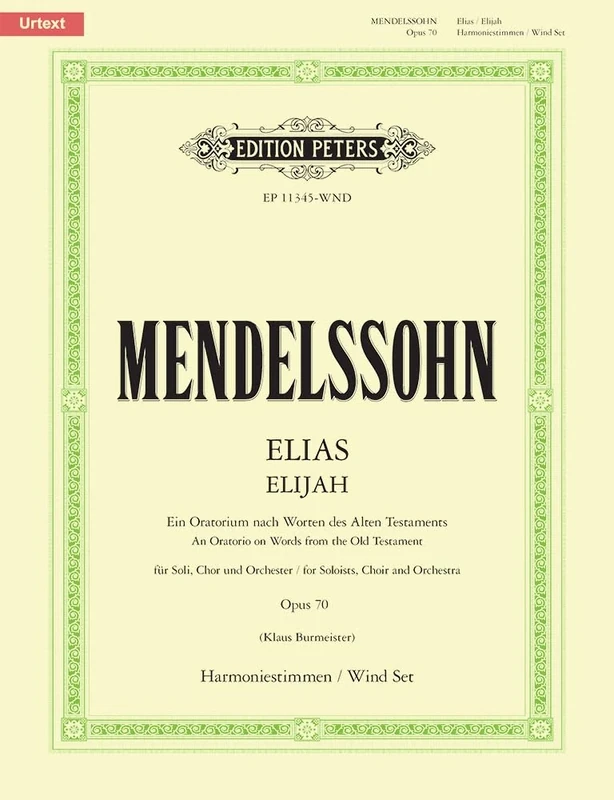 Mendelssohn: Elijah Op. 70 (Urtext) Wind set (EP11345-WND)