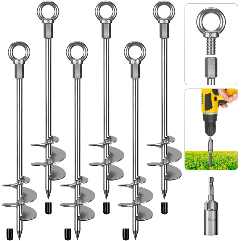 Dolibest Ground Anchor 46cm Swing Earth Stake 6 Strong Trampoline Tent Peg