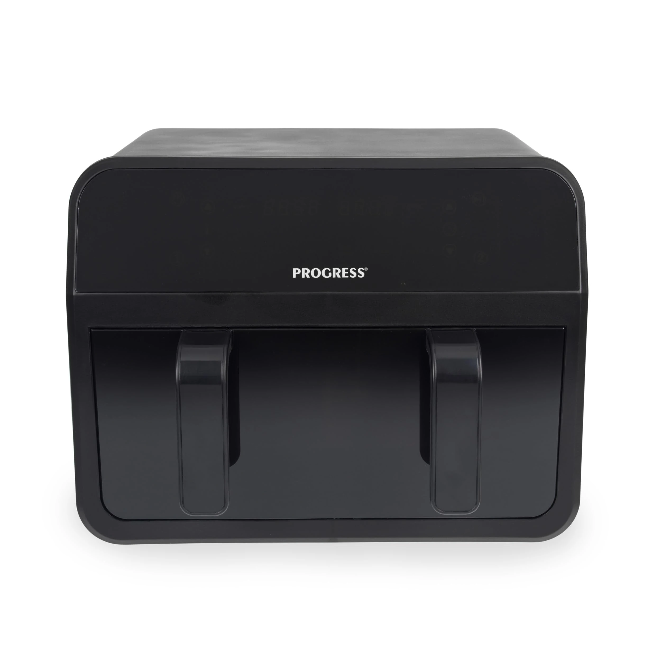 Progress Dual View Air Fryer – 7 Litre, Non-Stick Cooking Basket, Removable Divider, Family Size Capacity, Viewing Window, Digital LED Touch Display, 6 Cooking Functions, Hot Air Circulation, 2300 W