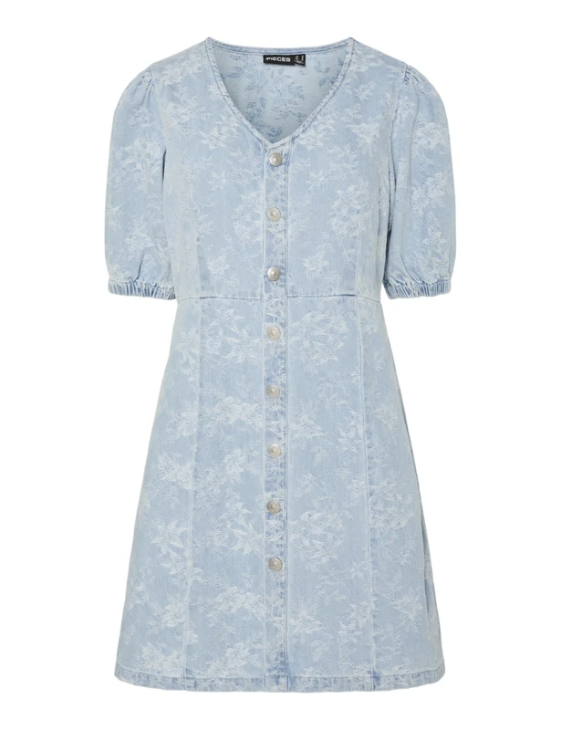 PIECES Women's Pcfeline Ss Dress, Light Blue (Light Blue Denim), S - Image 1